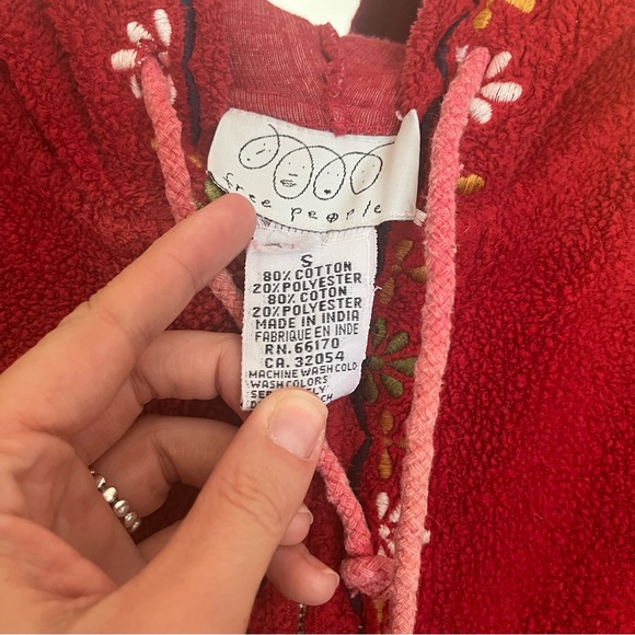 Vintage Free People Red Embroidered Teddy Jacket - Picture 3 of 4